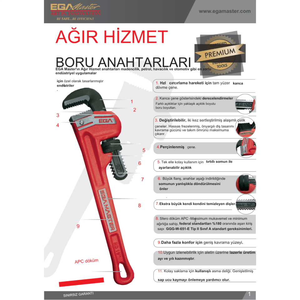 Ega Master 10 İnç Ağır Tip Boru Anahtarı