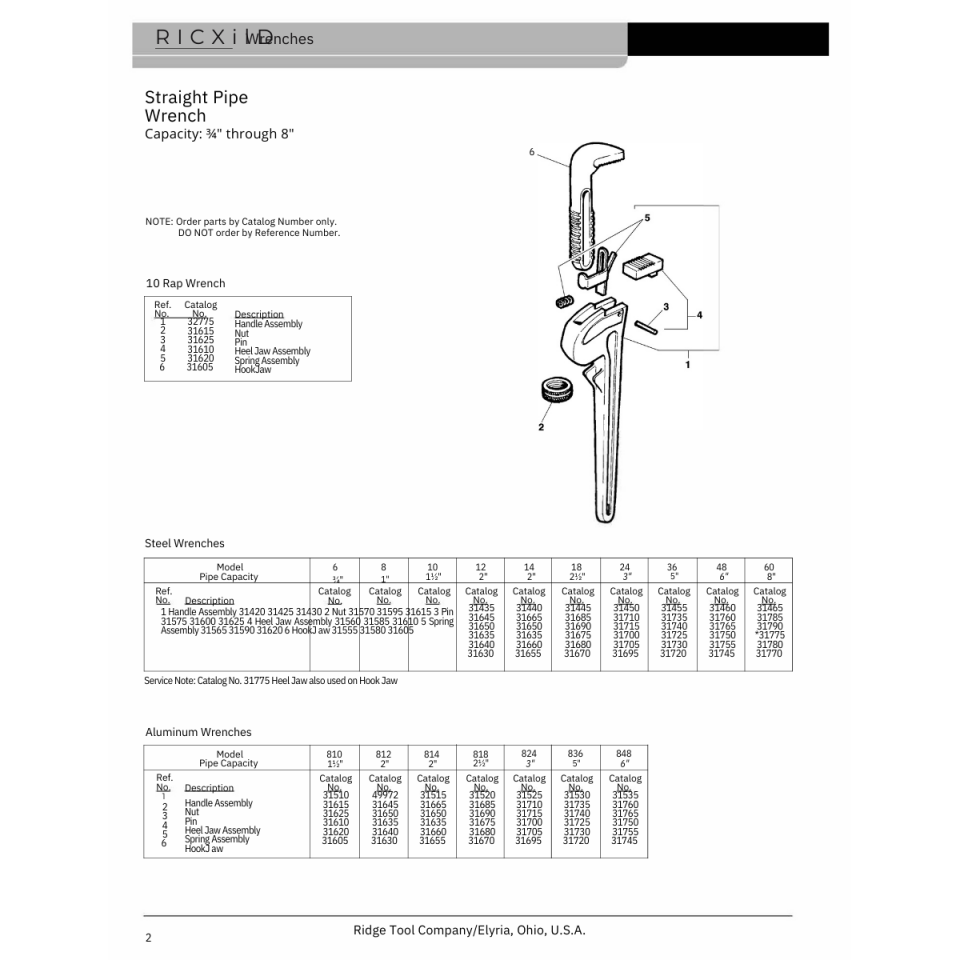 Ridgid 36 İnç Alt Çene Boru Anahtarı Yedek Parça