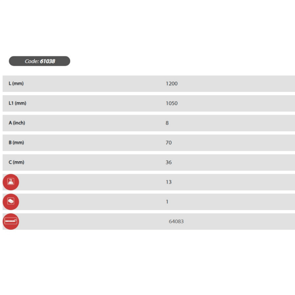 EGAMASTER  8'' AĞIR TİP ZİNCİRLİ BORU ANAHTARI L:1200