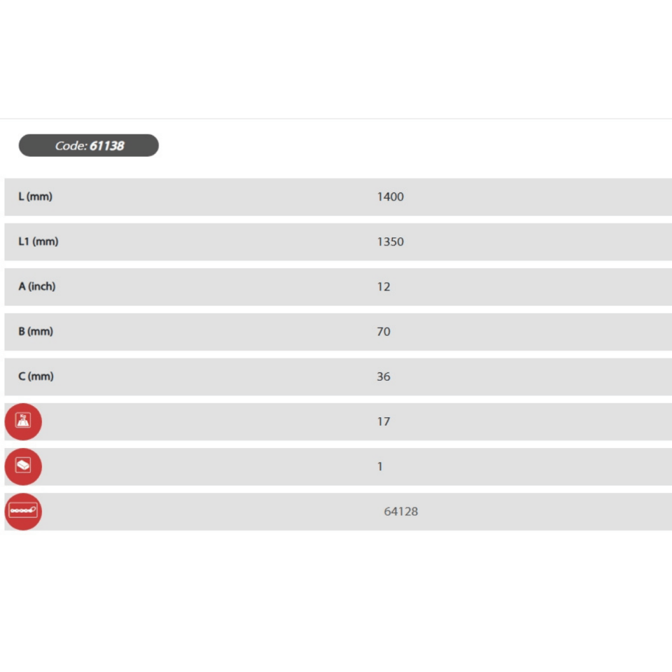 EGAMASTER  12'' AĞIR TİP ZİNCİRLİ BORU ANAHTARI L:1400