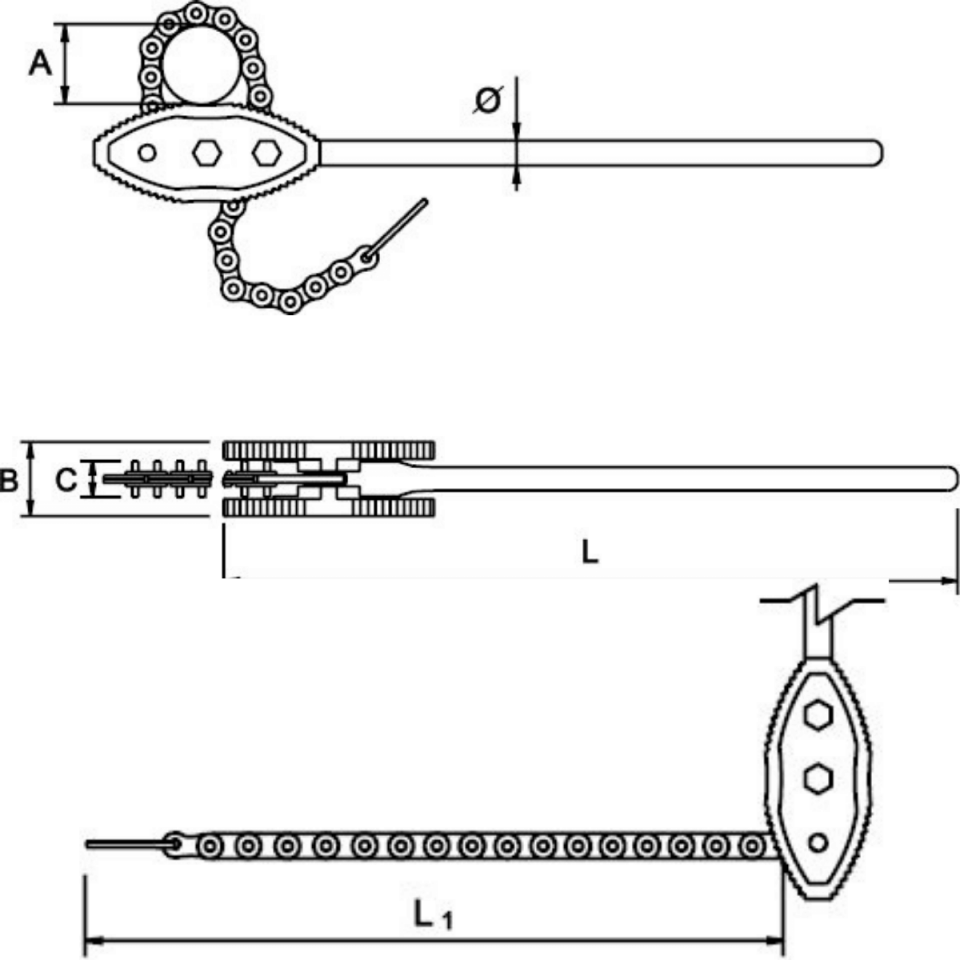 Ega Master 18 İnç Ağır Tip Zincirli Boru Anahtarı L:1600
