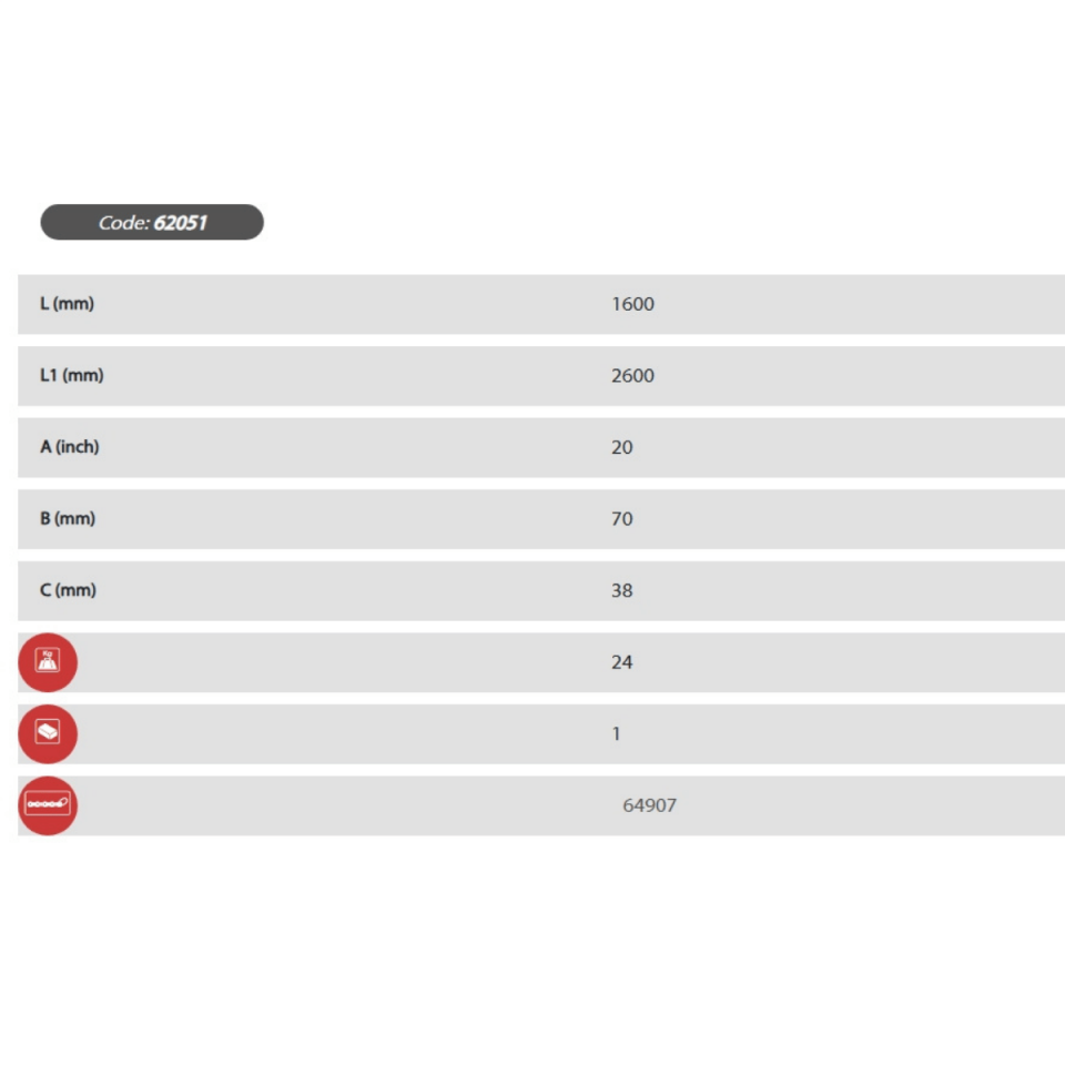 EGAMASTER  20'' AĞIR TİP ZİNCİRLİ BORU ANAHTARI L:1600