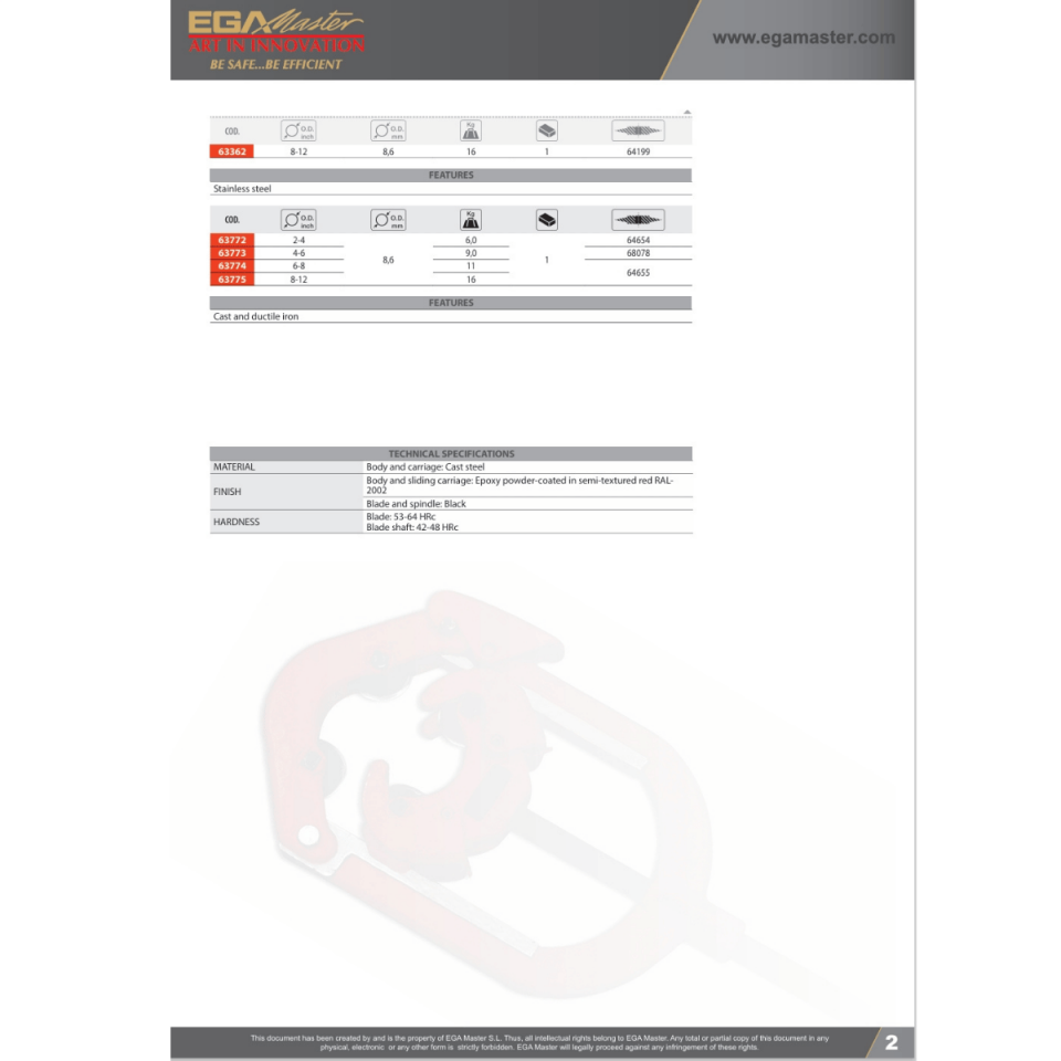EGAMASTER 6-8 inc GİYOTİN TİPİ ÇELİK BORU KESİCİ