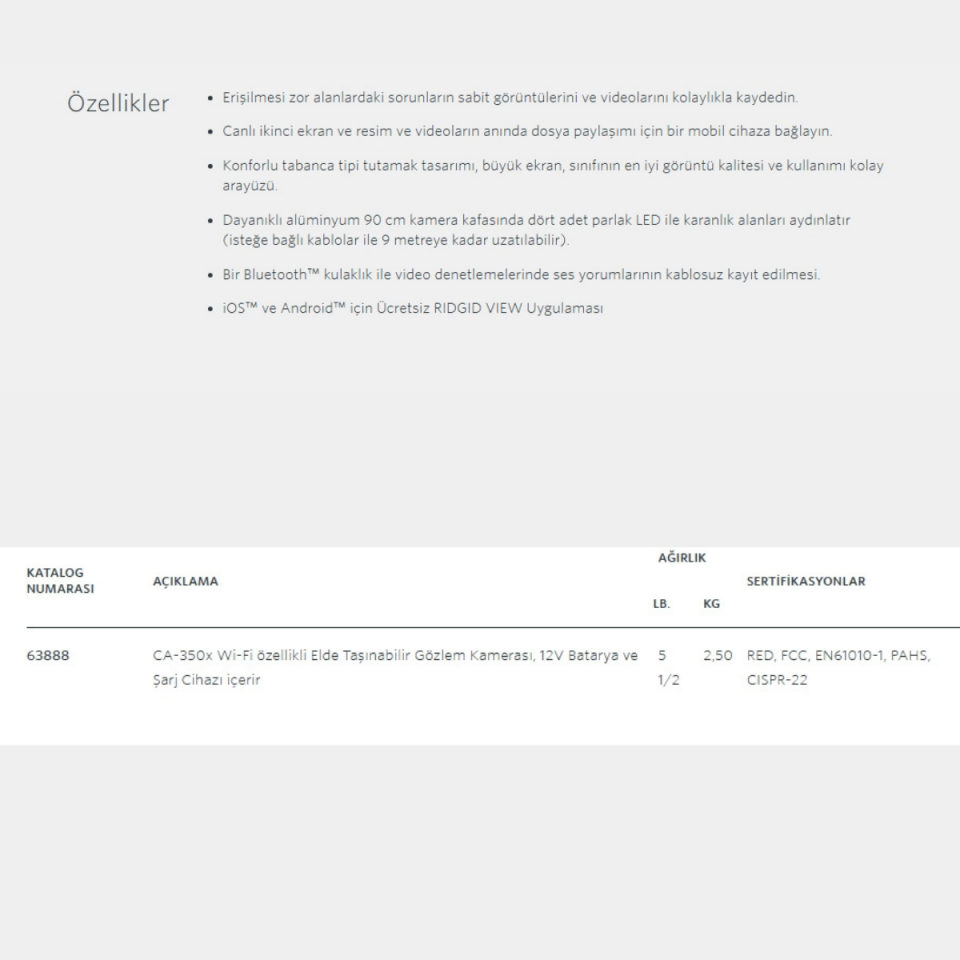 Ridgid Micro Ca 350X Denetleme Kamerası
