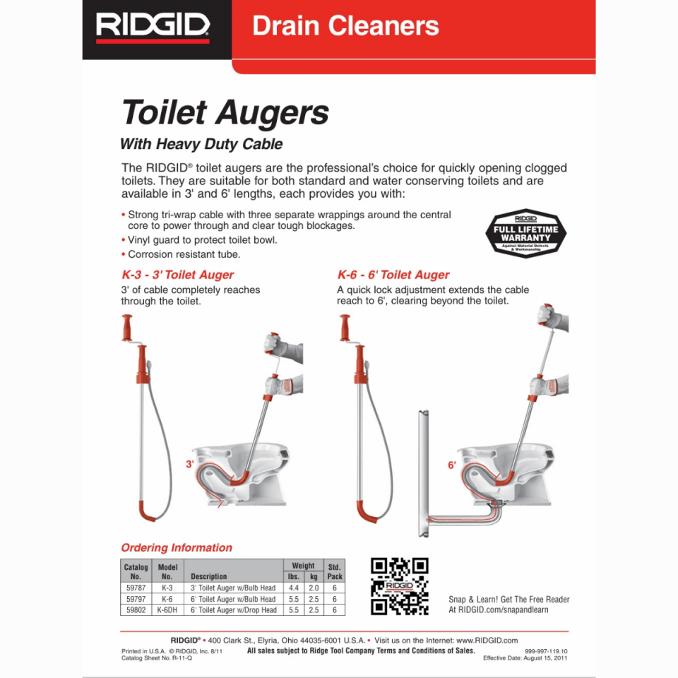 Ridgid K-3 Tuvalet Spirali