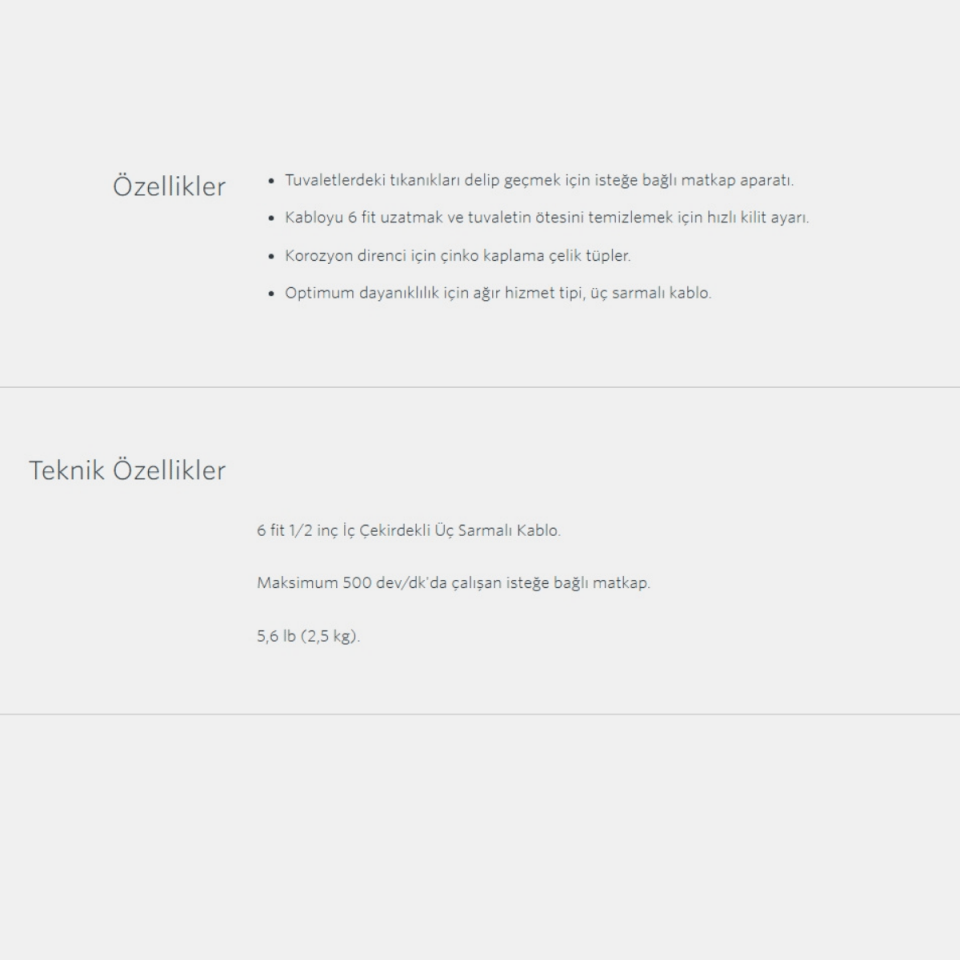 Ridgid K-6 Hibrit Tuvalet Spirali
