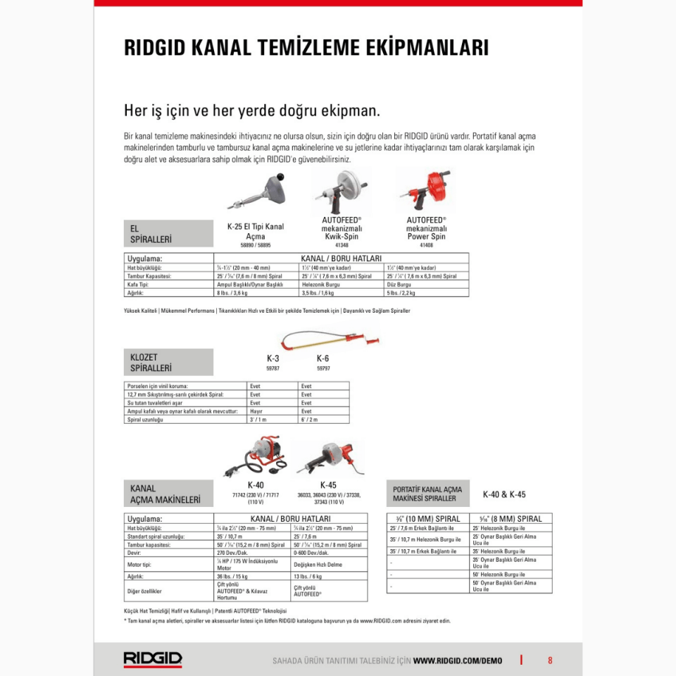 RIDGID KWİK SPİN AUTOFEED ÖZELLİKLİ EL TİPİ KANAL AÇMA