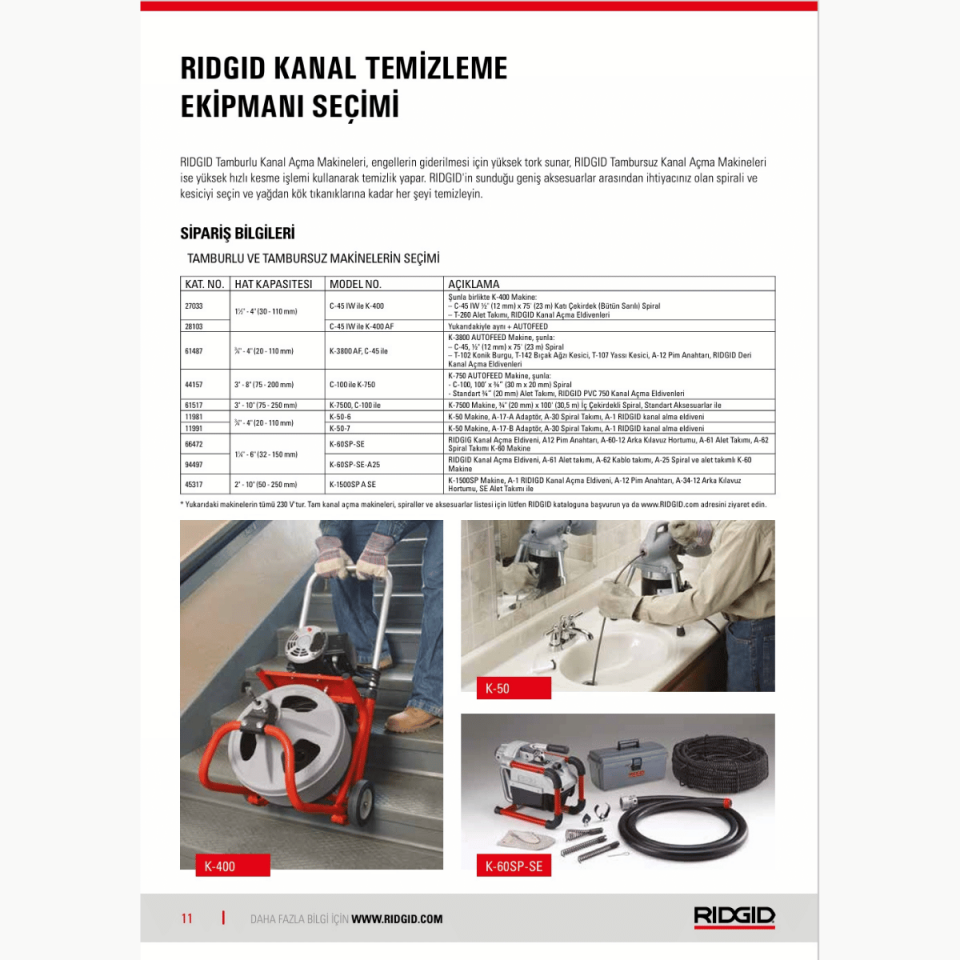 RIDGID K-400 TAMBURLU KANAL AÇMA MAKİNESİ