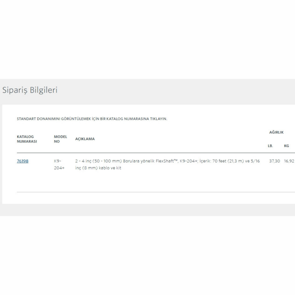 Ridgid Flexshaft K9-204 Kanal Temizleme Mekinesi
