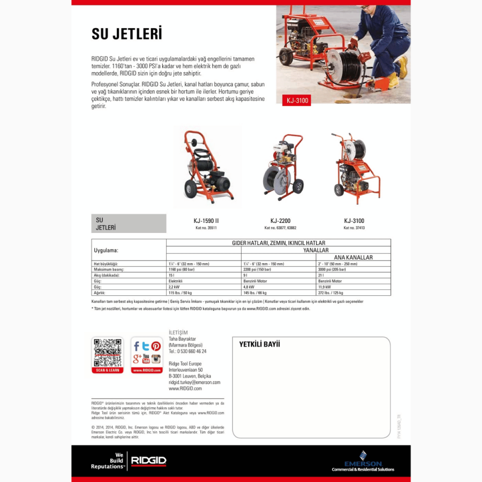 RIDGID KJ-1590 ELEKTRİKLİ SU JETİ KANAL TEMİZLEME MAKİNESİ