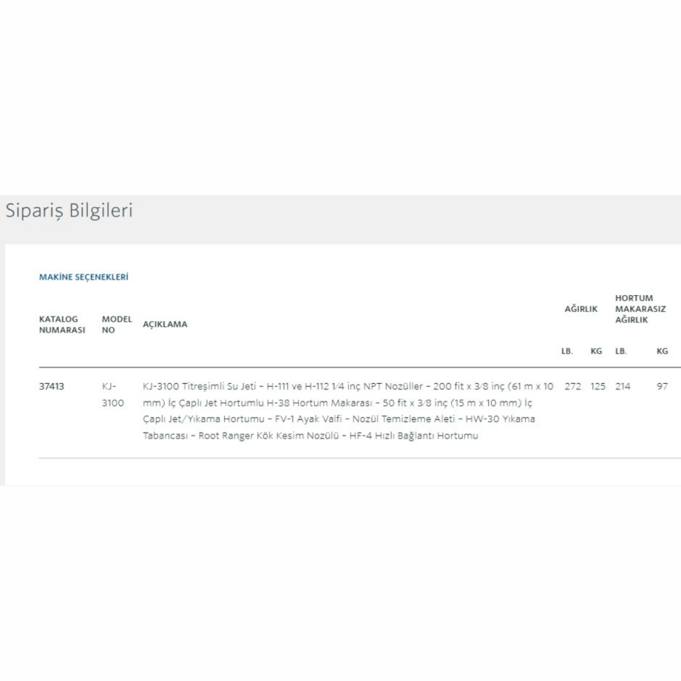 Ridgid KJ-3100 Su Jeti Kanal Temizleme Makinesi