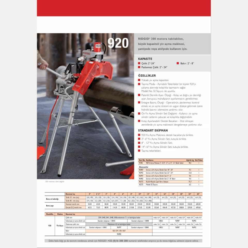 Ridgid 920 Yiv Açma Makinesi