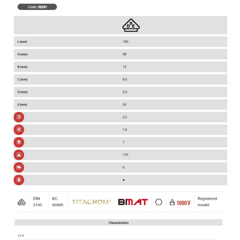 UZUN BURUNLU PENSE 160 mm 1000 V TİTACROM® BIMAT