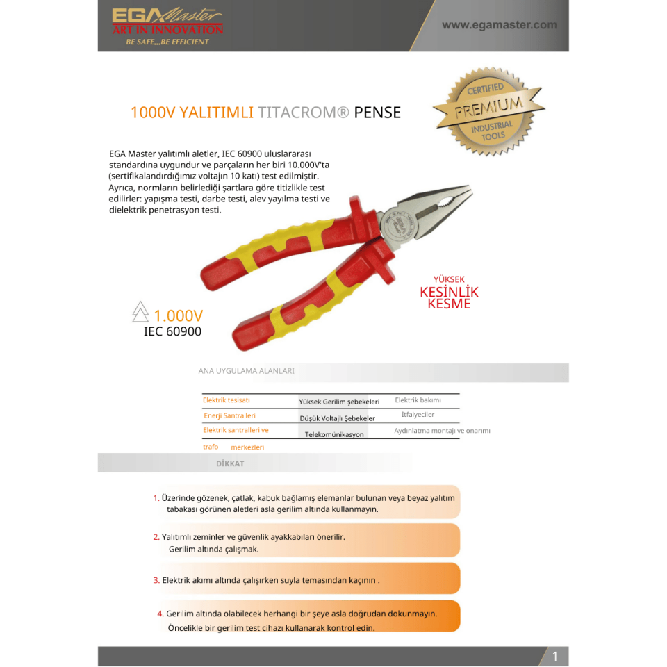 UZUN BURUNLU PENSE 160 mm 1000 V TİTACROM® BIMAT