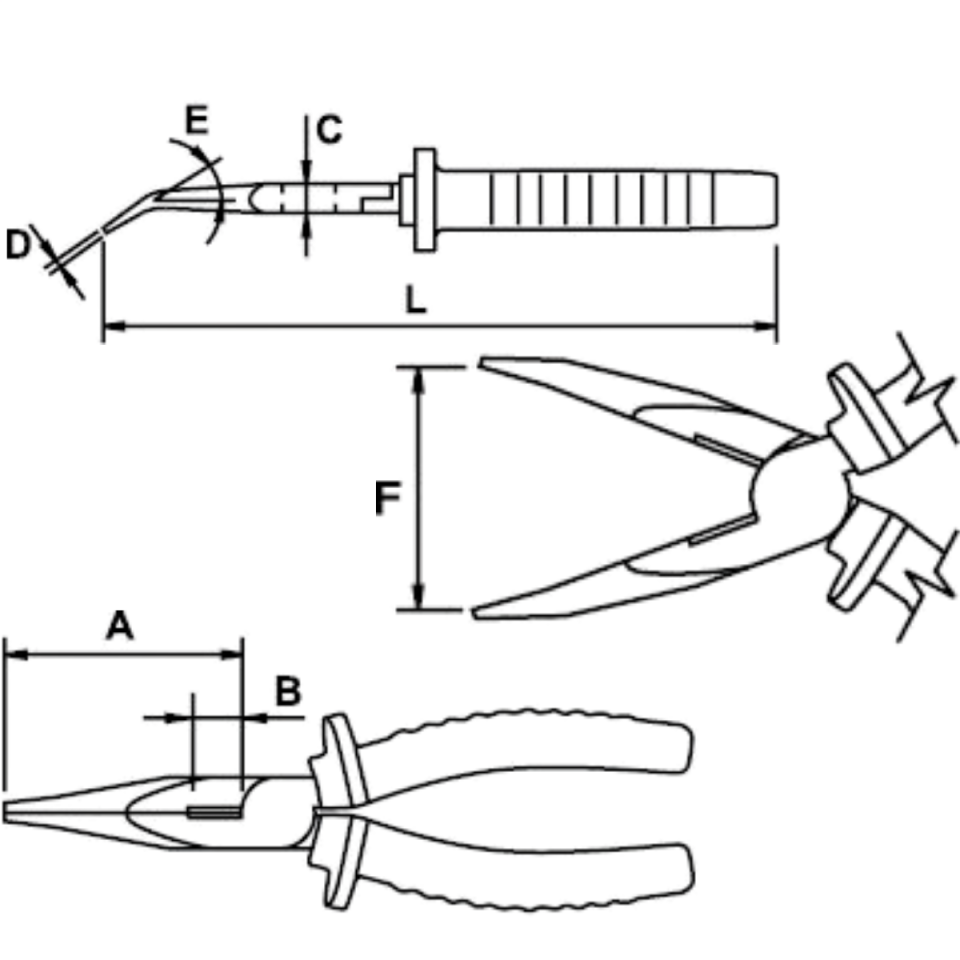 EĞİK BURUNLU PENSE 160 mm 1000 V TİTACROM® BIMAT