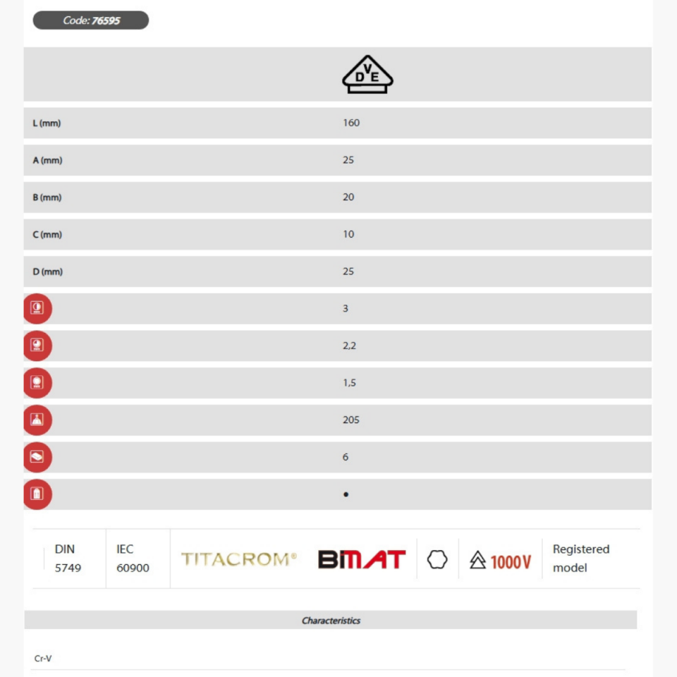 ÇAPRAZ KESME PENSESİ 160 mm 1000 V TİTACROM® BIMAT
