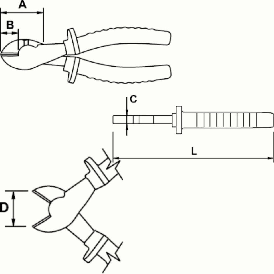 AĞIR HİZMET TİPİ KESME PENSESİ 180 mm 1000 V TİTACROM® BIMAT