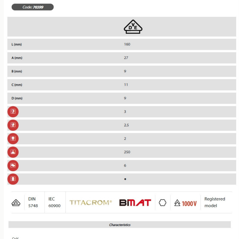 ALIN KESME PENSESİ 160 mm 1000 V TİTACROM® BIMAT