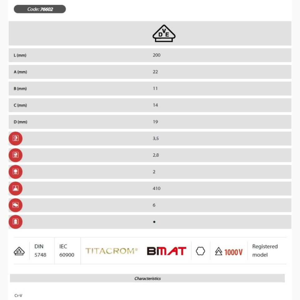 ALIN KESME PENSESİ ELEKTRİKÇİ 200 mm 1000 V TİTACROM® BIMAT