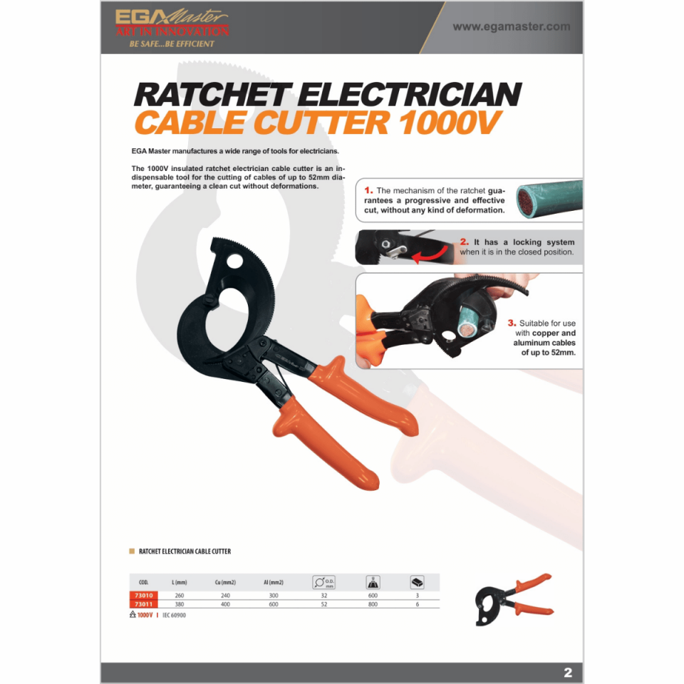 1000 V İZOLELİ CIRCIRLI KABLO KESİCİ 32 mm