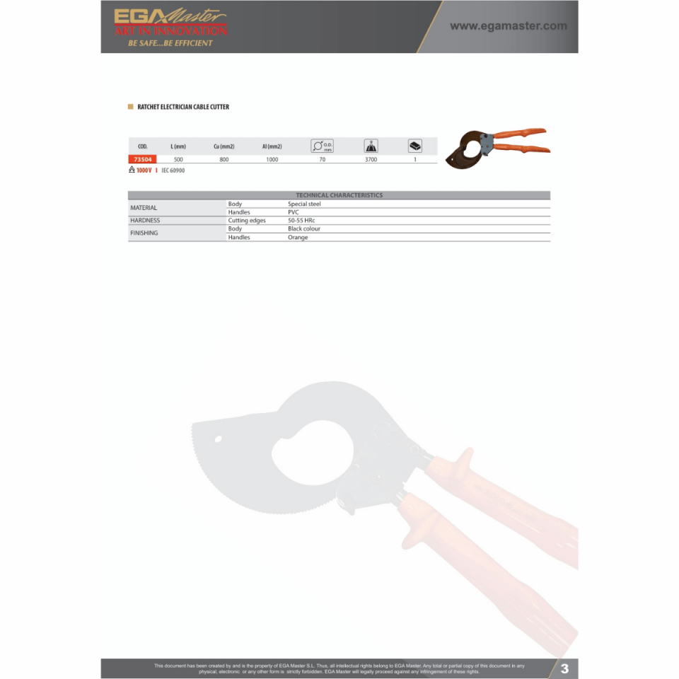 1000 V İZOLELİ CIRCIRLI KABLO KESİCİ 32 mm