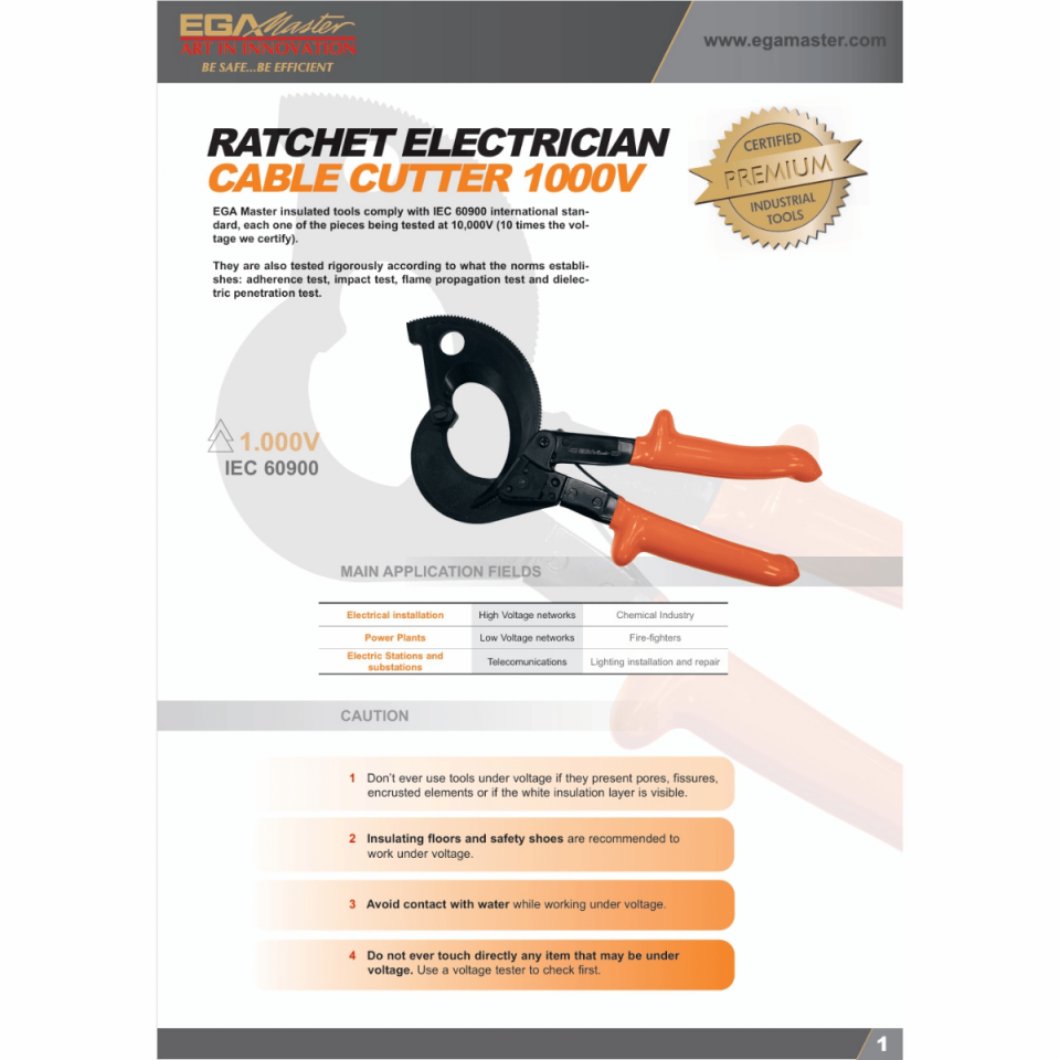 1000 V İZOLELİ CIRCIRLI KABLO KESİCİ 70 mm