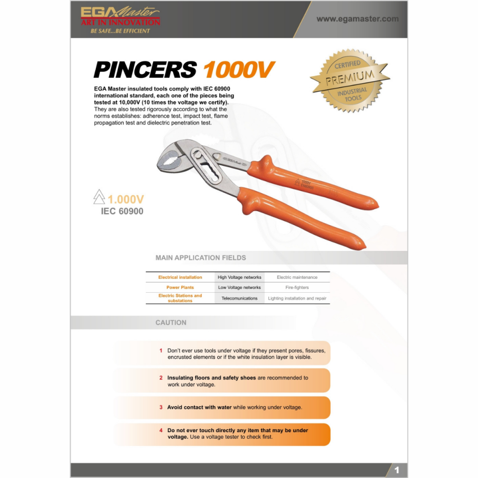 EGA MASTER 1000 V İZOLELİ PENSE 10 İNÇ