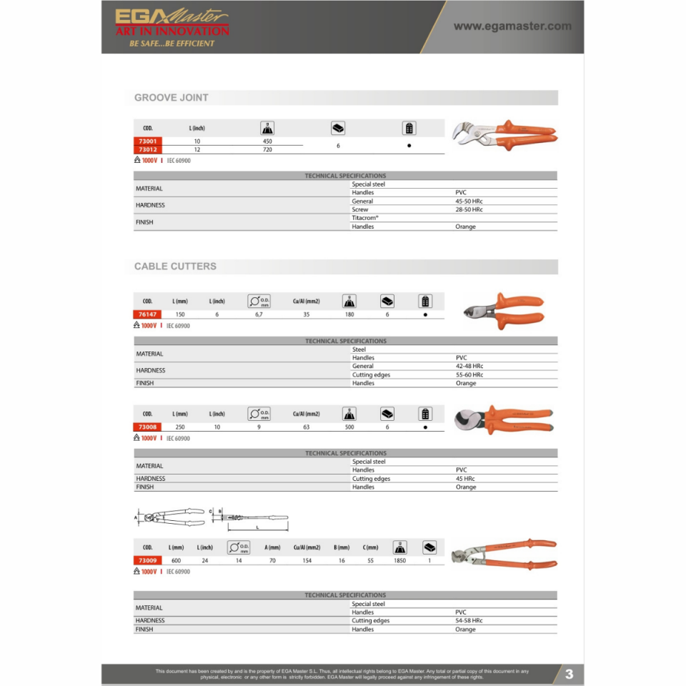EGA MASTER 1000 V İZOLELİ PENSE 10 İNÇ