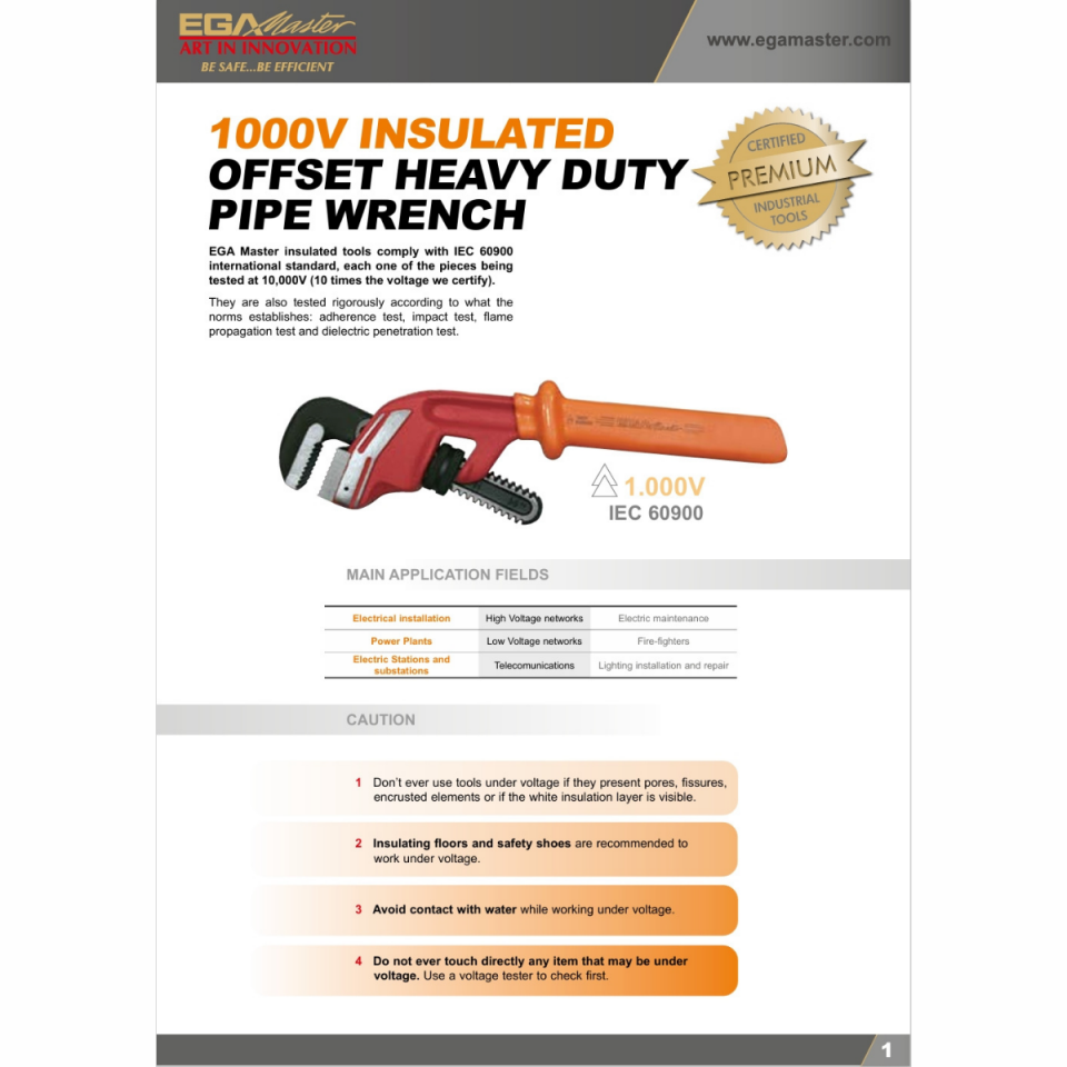 EGA MASTER 1000 V İZOLELİ  OFFSET AĞIR HİZMET TİPİ BORU ANAHTARI