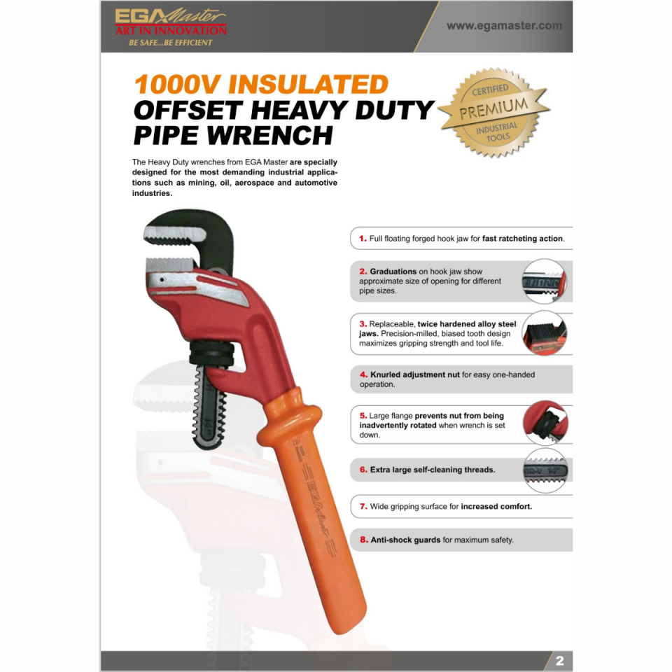 EGA MASTER 1000 V İZOLELİ  OFFSET AĞIR HİZMET TİPİ BORU ANAHTARI