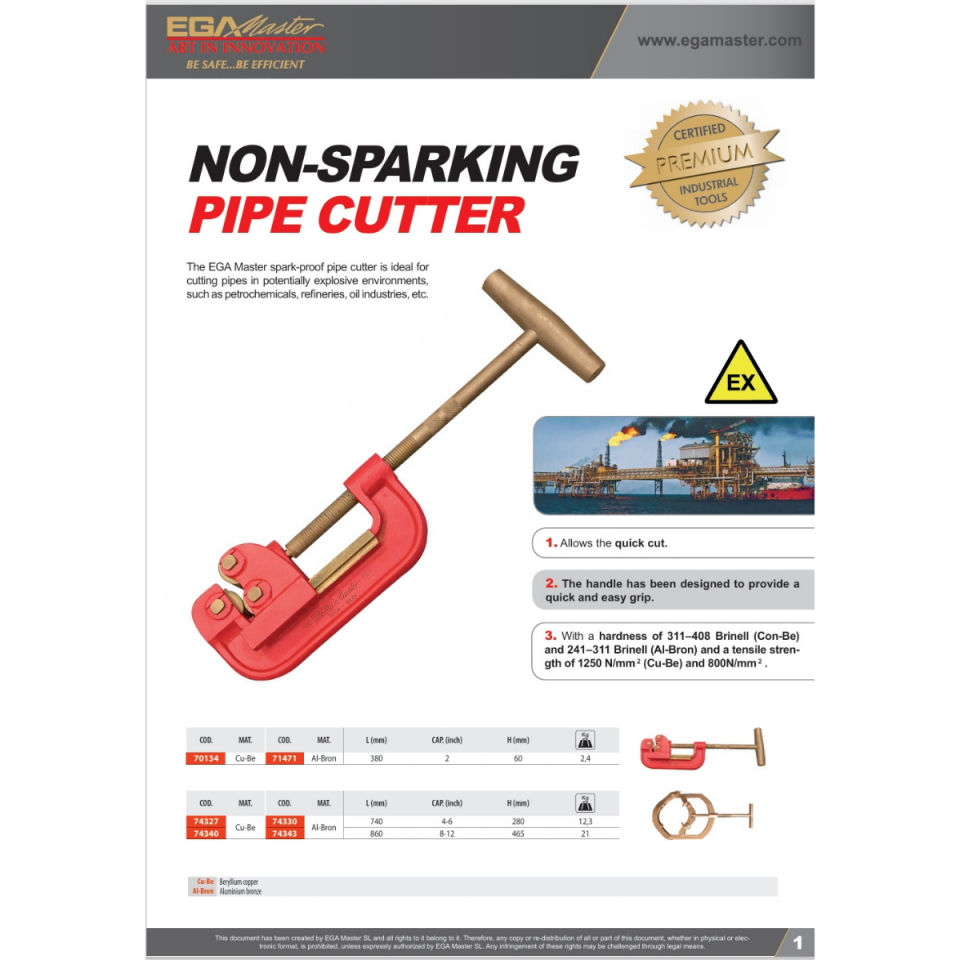 EGA MASTER KIVILCIM ÇIKARMAYAN ÇELİK BORU KESME ANAHTARI  4-6 ''Al-Bron