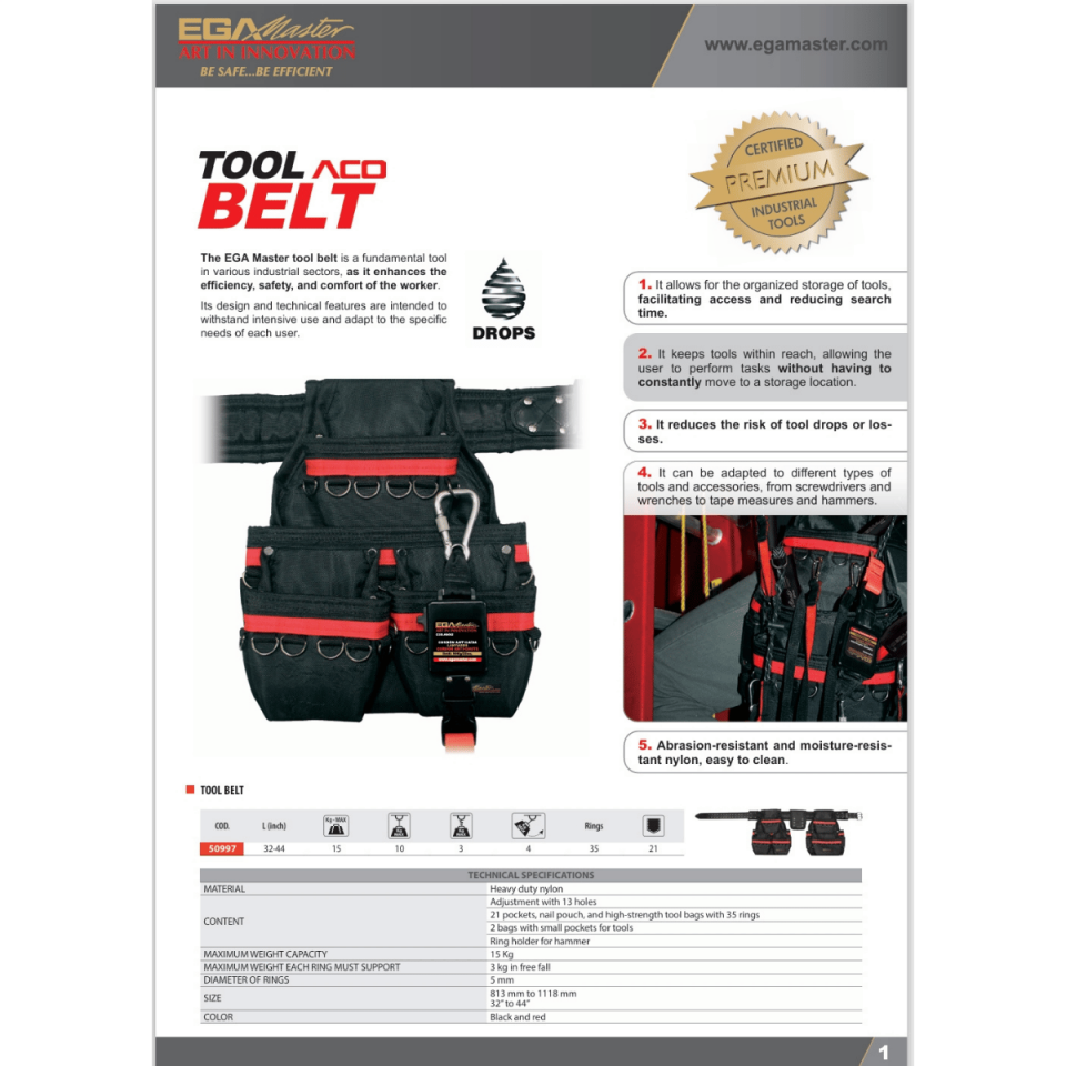 EGA MASTER ANTİ-DROP ALET EMNİYET TAKIM KEMERİ