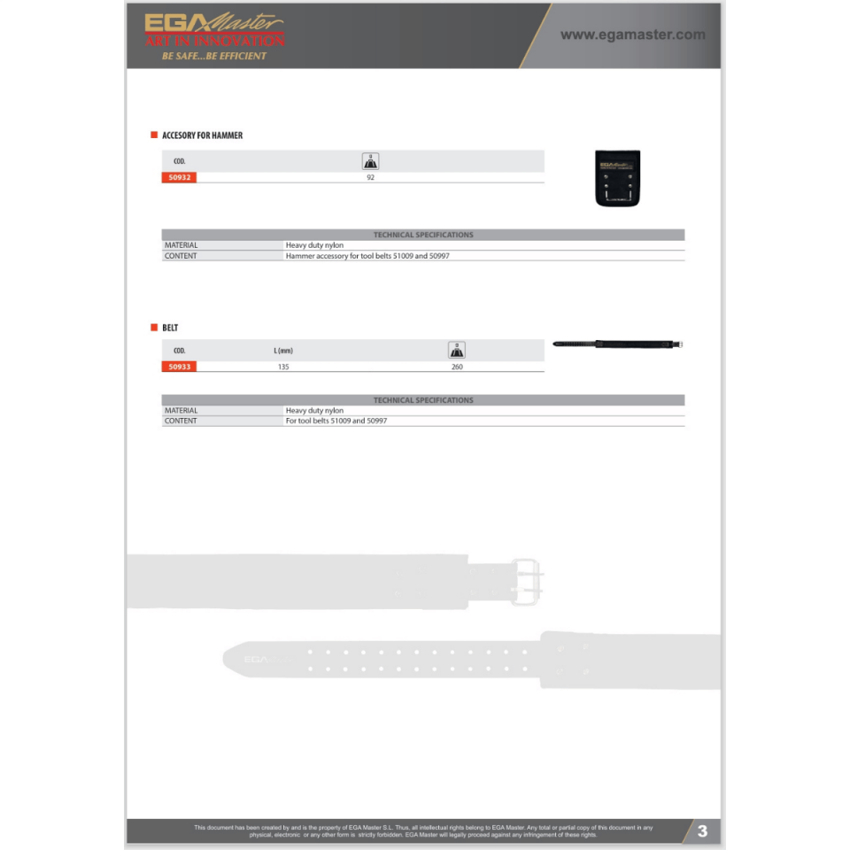 EGA MASTER ANTİ-DROP ALET EMNİYET TAKIM KEMERİ