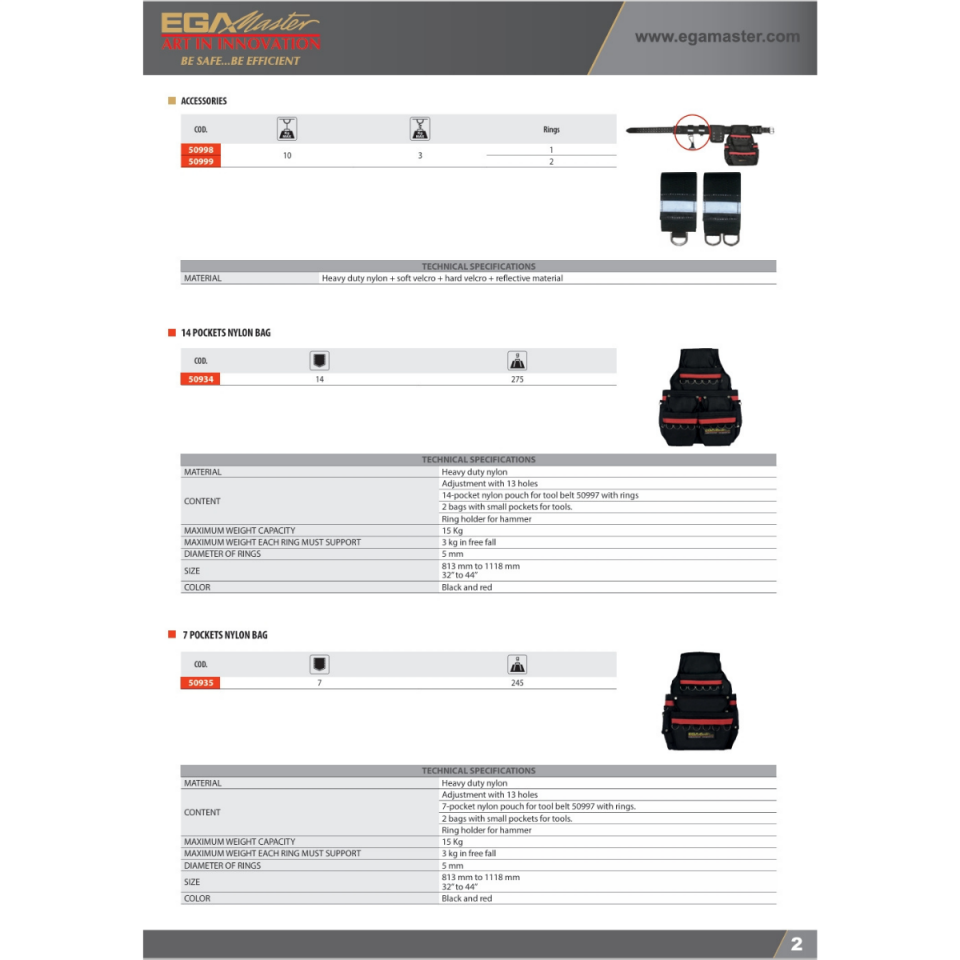 EGA MASTER ANTİ-DROP ALET EMNİYET TAKIM KEMERİ
