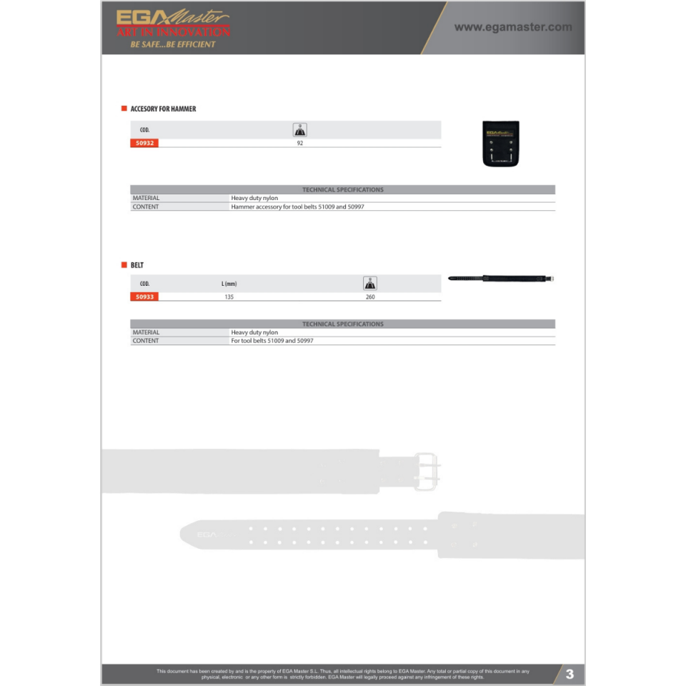 EGA MASTER ANTİ-DROP ALET EMNİYET TAKIM KEMERİ