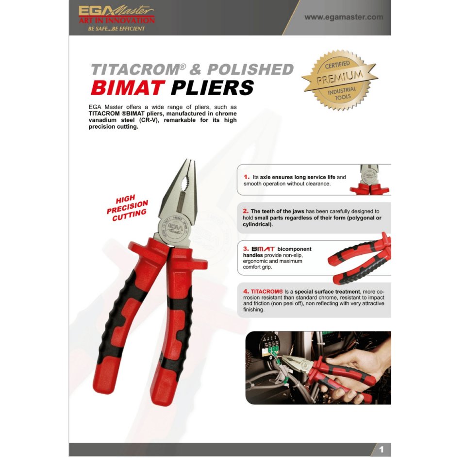 KOMBİNE PENSE 165 MM ÇELİK EGA MASTER  TİTACROM
